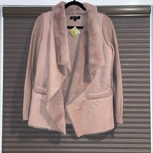 Cozy Faux Fur Faux Suede Sweater Size S in Mauve